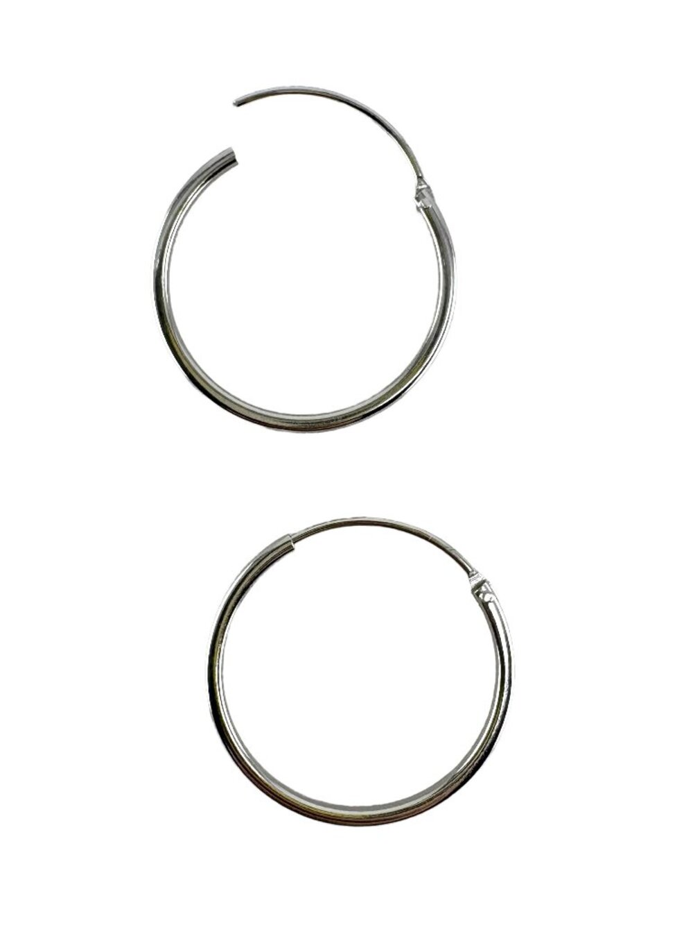 925 Sterling Silver Hoop Earrings Minimalist Round Circle Pierced 20mm 0.77g